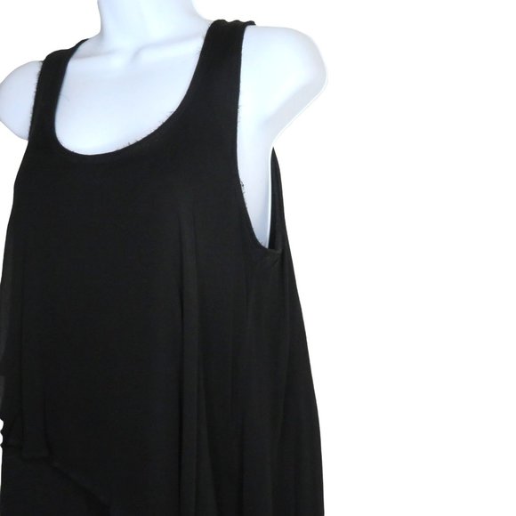 Vintage Elizabeth & James Layered Tunic Tank Top S Black Silk Cotton Small Snags - Picture 4 of 16